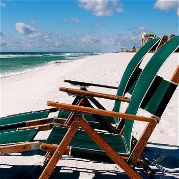 Lounge chairs on beach